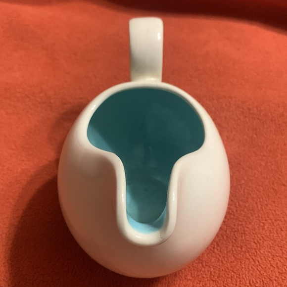 White & Robin Egg Blue Ceramic  Creamer - Picture 4 of 5
